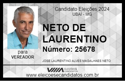 Candidato NETO DE LAURENTINO 2024 - UBAÍ - Eleições