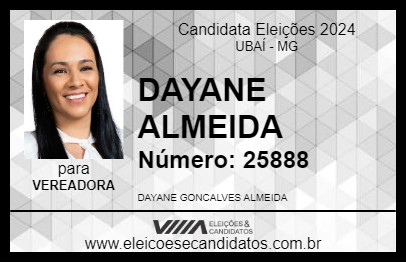 Candidato DAYANE ALMEIDA 2024 - UBAÍ - Eleições