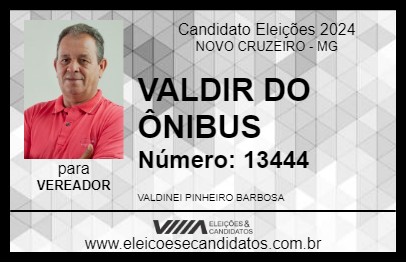 Candidato VALDIR DO ÔNIBUS 2024 - NOVO CRUZEIRO - Eleições