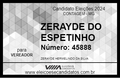 Candidato ZERAYDE DO ESPETINHO 2024 - CONTAGEM - Eleições