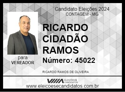 Candidato RICARDO CIDADÃO RAMOS 2024 - CONTAGEM - Eleições