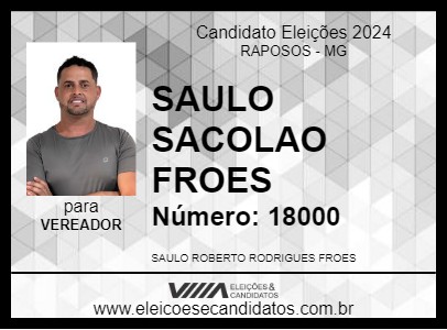 Candidato SAULO SACOLAO FROES 2024 - RAPOSOS - Eleições