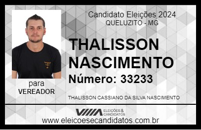 Candidato THALISSON NASCIMENTO 2024 - QUELUZITO - Eleições