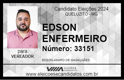 Candidato EDSON ENFERMEIRO 2024 - QUELUZITO - Eleições