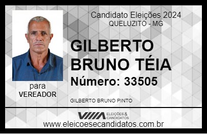 Candidato GILBERTO BRUNO TÉIA 2024 - QUELUZITO - Eleições