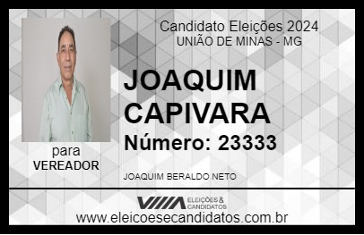 Candidato JOAQUIM CAPIVARA 2024 - UNIÃO DE MINAS - Eleições