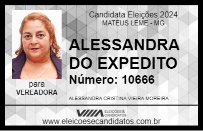 Candidato ALESSANDRA DO EXPEDITO 2024 - MATEUS LEME - Eleições