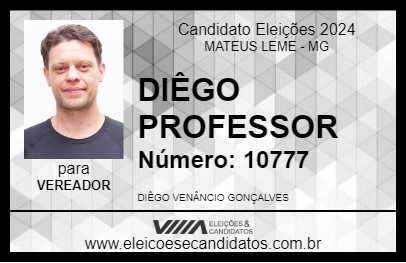 Candidato DIÊGO PROFESSOR 2024 - MATEUS LEME - Eleições