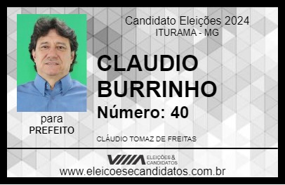 Candidato CLAUDIO BURRINHO 2024 - ITURAMA - Eleições