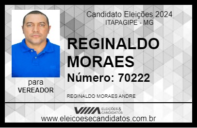 Candidato REGINALDO MORAES 2024 - ITAPAGIPE - Eleições