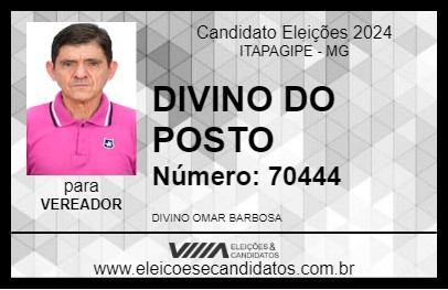 Candidato DIVINO DO POSTO 2024 - ITAPAGIPE - Eleições