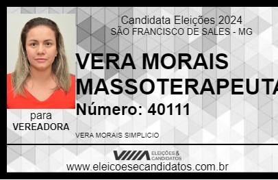 Candidato VERA MORAIS MASSOTERAPEUTA 2024 - SÃO FRANCISCO DE SALES - Eleições