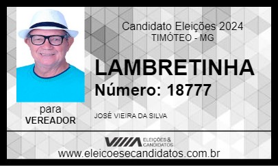 Candidato LAMBRETINHA 2024 - TIMÓTEO - Eleições