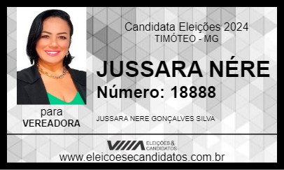 Candidato JUSSARA NÉRE 2024 - TIMÓTEO - Eleições