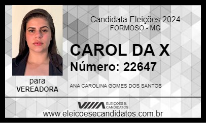 Candidato CAROL DA X 2024 - FORMOSO - Eleições