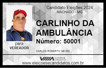 Candidato CARLINHO DA AMBULÂNCIA 2024 - MACHADO - Eleições