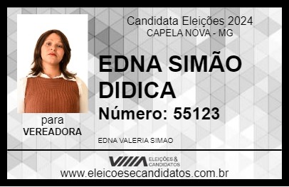 Candidato EDNA SIMÃO DIDICA 2024 - CAPELA NOVA - Eleições