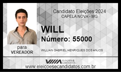 Candidato WILL 2024 - CAPELA NOVA - Eleições