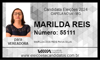 Candidato MARILDA REIS 2024 - CAPELA NOVA - Eleições