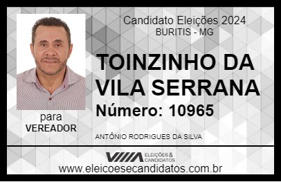 Candidato TOINZINHO DA VILA SERRANA 2024 - BURITIS - Eleições