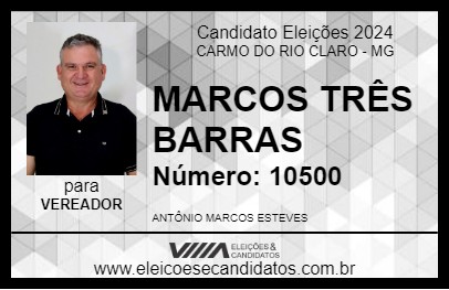 Candidato MARCOS TRÊS BARRAS 2024 - CARMO DO RIO CLARO - Eleições