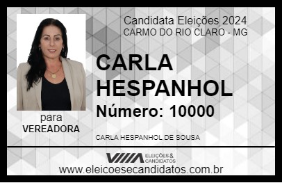 Candidato CARLA HESPANHOL 2024 - CARMO DO RIO CLARO - Eleições