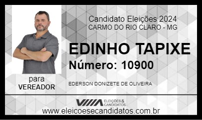 Candidato EDINHO TAPIXE 2024 - CARMO DO RIO CLARO - Eleições