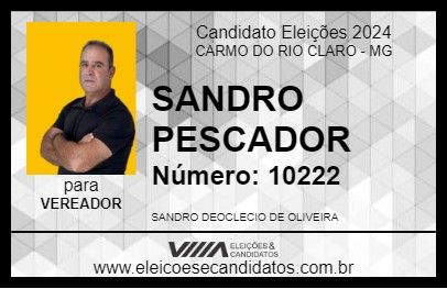 Candidato SANDRO PESCADOR 2024 - CARMO DO RIO CLARO - Eleições