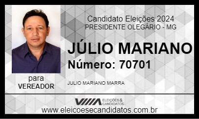 Candidato JÚLIO MARIANO 2024 - PRESIDENTE OLEGÁRIO - Eleições