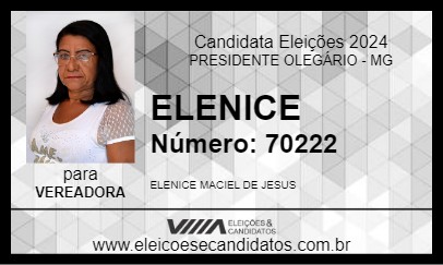 Candidato ELENICE 2024 - PRESIDENTE OLEGÁRIO - Eleições