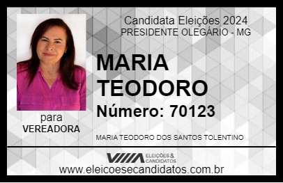 Candidato MARIA TEODORO 2024 - PRESIDENTE OLEGÁRIO - Eleições