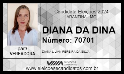 Candidato DIANA DA DINA 2024 - ARANTINA - Eleições