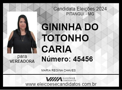 Candidato GININHA DO TOTONHO CARIA 2024 - PITANGUI - Eleições