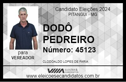 Candidato DODÔ PEDREIRO 2024 - PITANGUI - Eleições