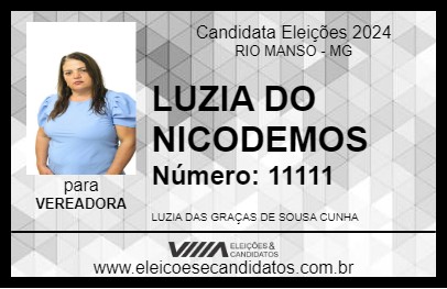 Candidato LUZIA DO NICODEMOS 2024 - RIO MANSO - Eleições