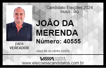 Candidato JOÃO DA MERENDA 2024 - PAINS - Eleições