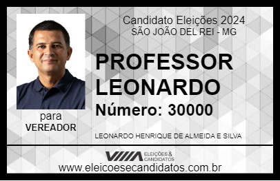 Candidato PROFESSOR LEONARDO 2024 - SÃO JOÃO DEL REI - Eleições