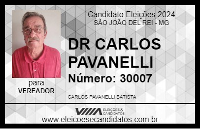 Candidato DR CARLOS PAVANELLI 2024 - SÃO JOÃO DEL REI - Eleições