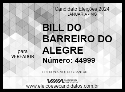 Candidato BILL DO BARREIRO DO ALEGRE 2024 - JANUÁRIA - Eleições