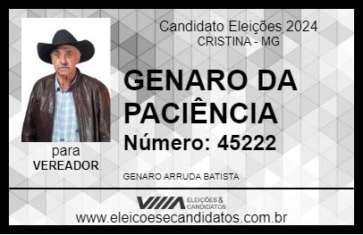 Candidato GENARO DA PACIÊNCIA 2024 - CRISTINA - Eleições