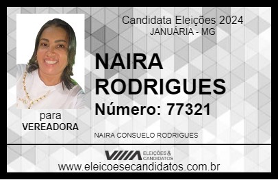 Candidato NAIRA RODRIGUES 2024 - JANUÁRIA - Eleições