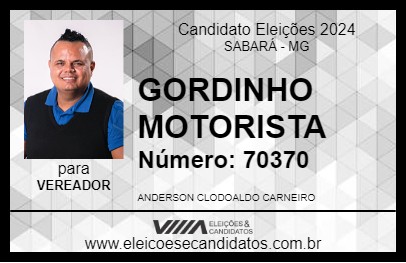 Candidato GORDINHO MOTORISTA 2024 - SABARÁ - Eleições