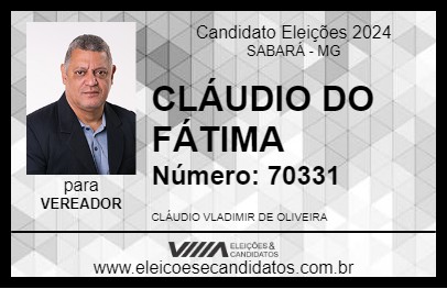 Candidato CLÁUDIO DO FÁTIMA 2024 - SABARÁ - Eleições