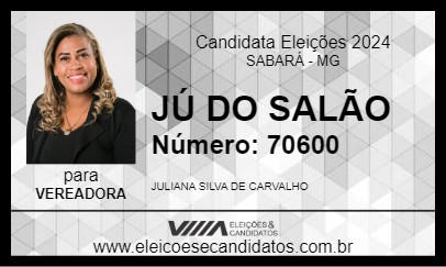 Candidato JÚ DO SALÃO 2024 - SABARÁ - Eleições