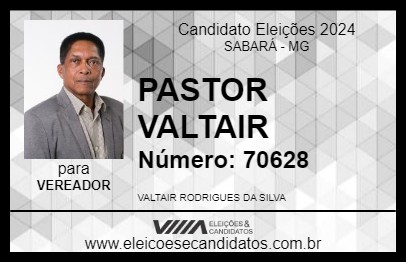 Candidato PASTOR VALTAIR 2024 - SABARÁ - Eleições