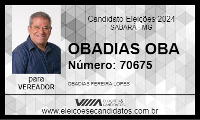 Candidato OBADIAS OBA 2024 - SABARÁ - Eleições