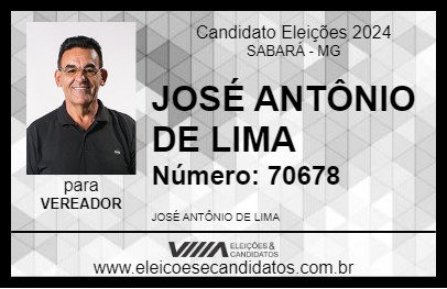 Candidato JOSÉ ANTÔNIO DE LIMA 2024 - SABARÁ - Eleições