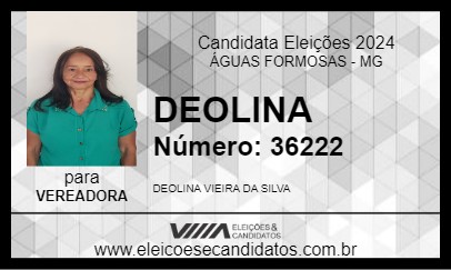 Candidato DEOLINA 2024 - ÁGUAS FORMOSAS - Eleições