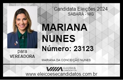 Candidato MARIANA NUNES 2024 - SABARÁ - Eleições