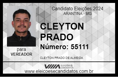 Candidato CLEYTON PRADO 2024 - ARANTINA - Eleições